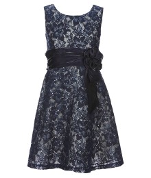 Bonnie Jean Navy Sequin Lace Dress 